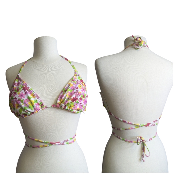 2/$25-Strawberry/Floral Print Triangle Bikini With Wrap Around Too NWT* Size S - Picture 3 of 10
